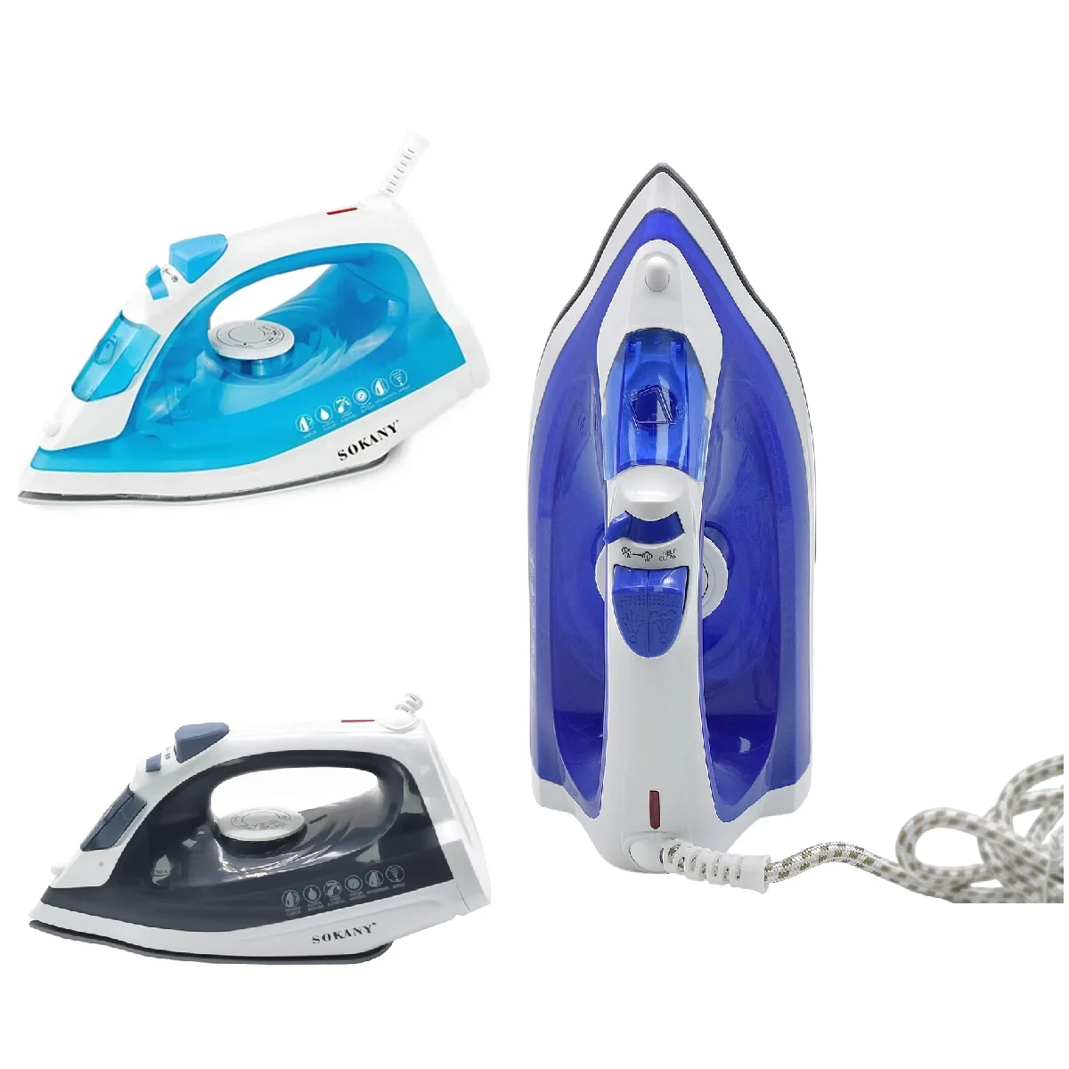 Plancha de Vapor Eléctrica 1600W con Suela Antiadherente