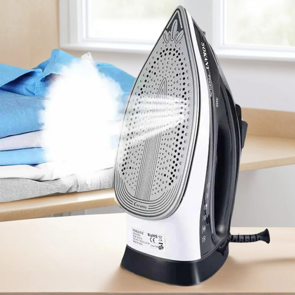 Plancha de Vapor Eléctrica 1600W con Suela Antiadherente