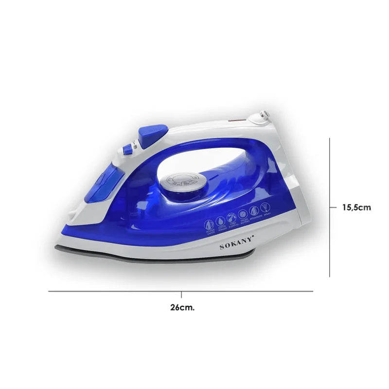 Plancha de Vapor Eléctrica 1600W con Suela Antiadherente