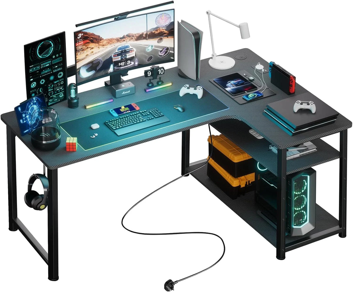 Escritorio Gaming en L COMHOMA de 120 cm (con Tomas de Corriente y USB)
