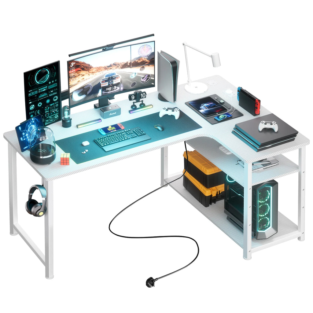 Escritorio Gaming en L COMHOMA de 120 cm (con Tomas de Corriente y USB)