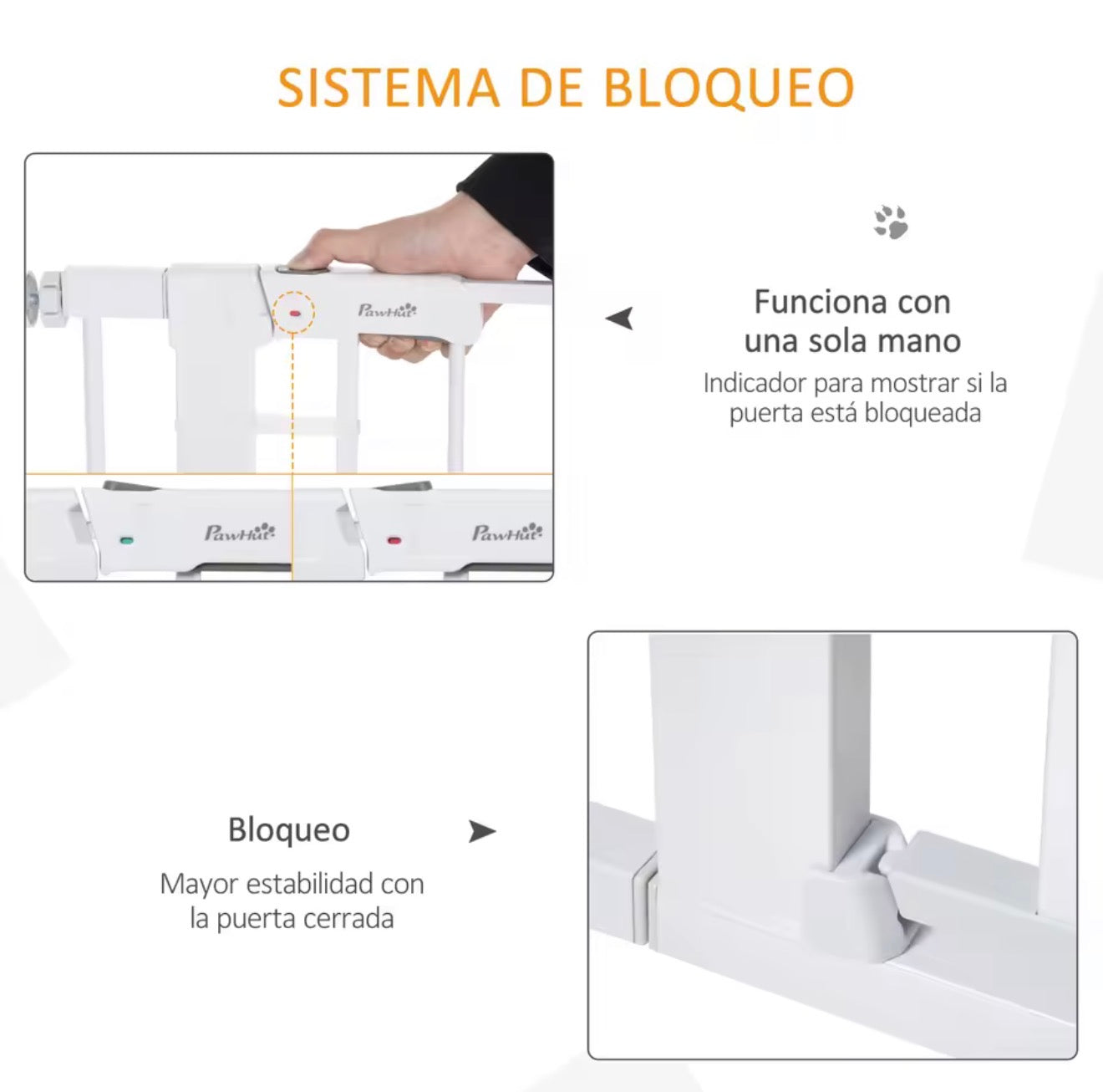 Barrera de Seguridad Perros Escaleras Puertas 75-96 cm con 2 Extensiones