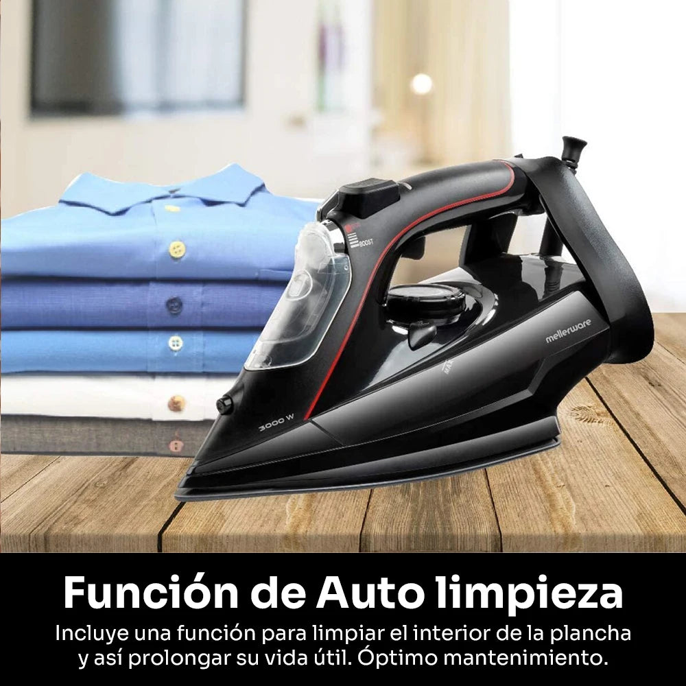 Plancha de Vapor para Ropa Mellerware Steezy! (3000W / Planchado en Seco)