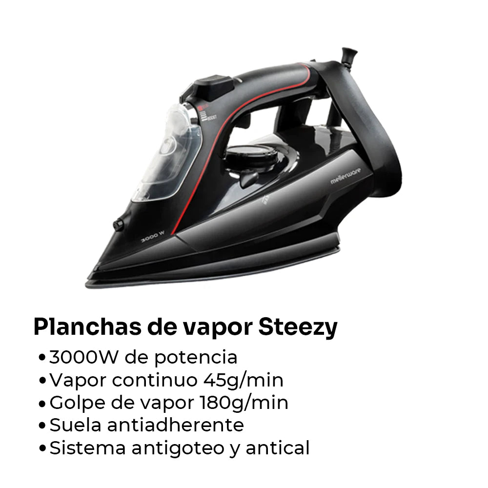 Plancha de Vapor para Ropa Mellerware Steezy! (3000W / Planchado en Seco)