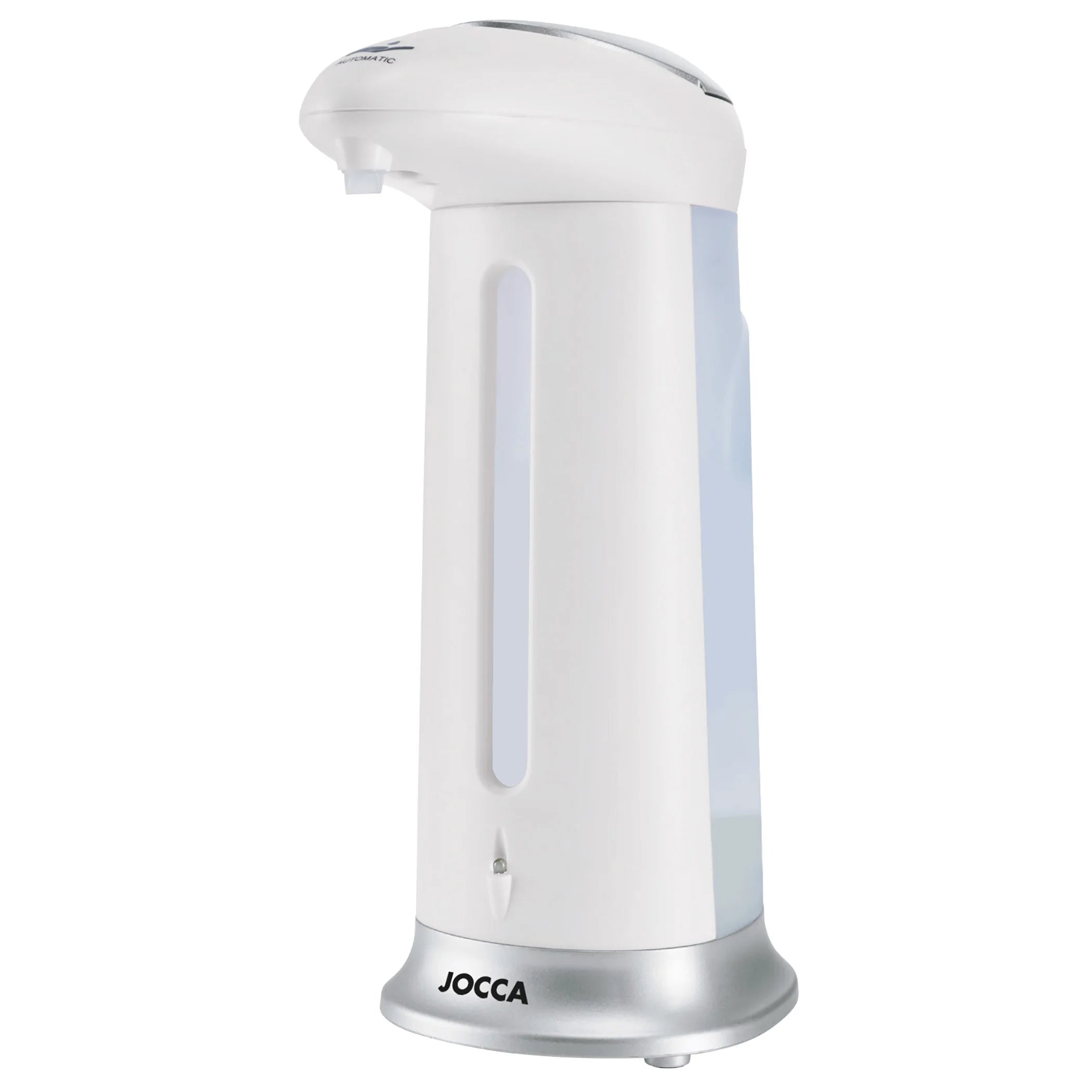 Dispensador Jocca de jabón automático compatible con todo tipo de jabón, gel hidroalcohólico o lavavajillas. Funciona con sensor infrarrojo para controlar la salida del jabón.