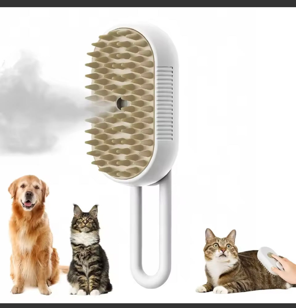 Cepillo de Vapor 3 en 1 para Perros y Gatos con Pulverizador