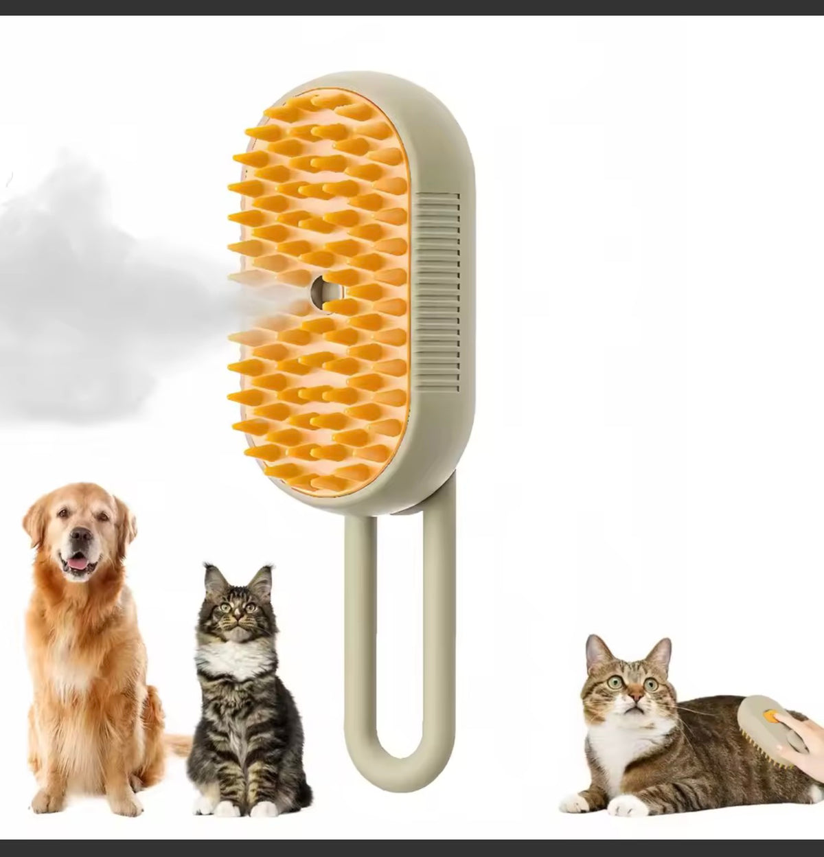 Cepillo de Vapor 3 en 1 para Perros y Gatos con Pulverizador