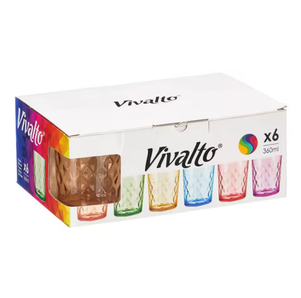 Pack de 6 Vasos de Cristal de Colores (360 ml)