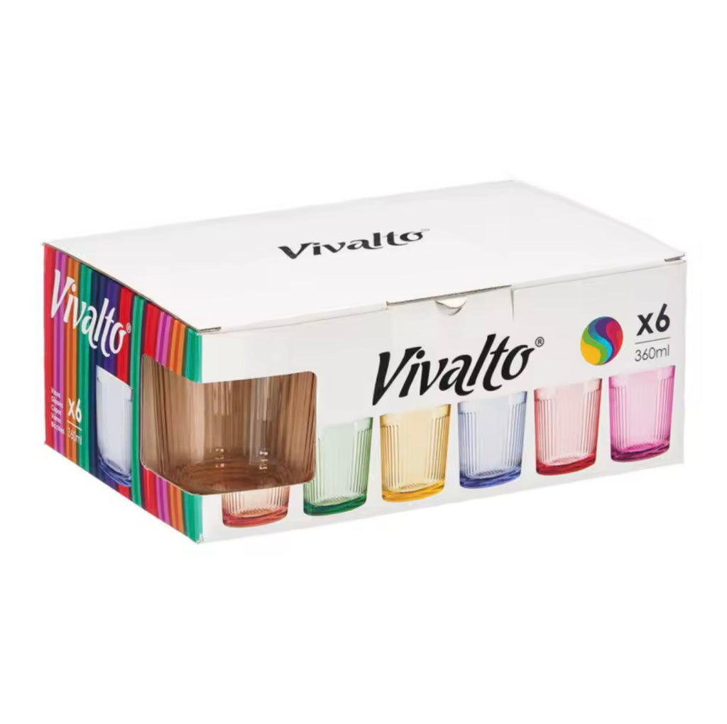 Pack de 6 Vasos de Cristal de Colores (360 ml)