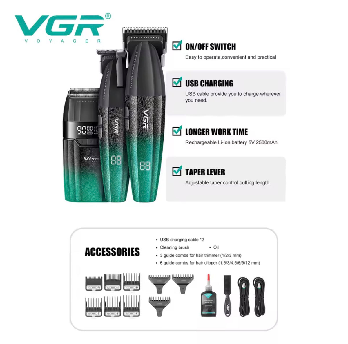 Cortadora de Pelo Profesional VGR 9000 RPM