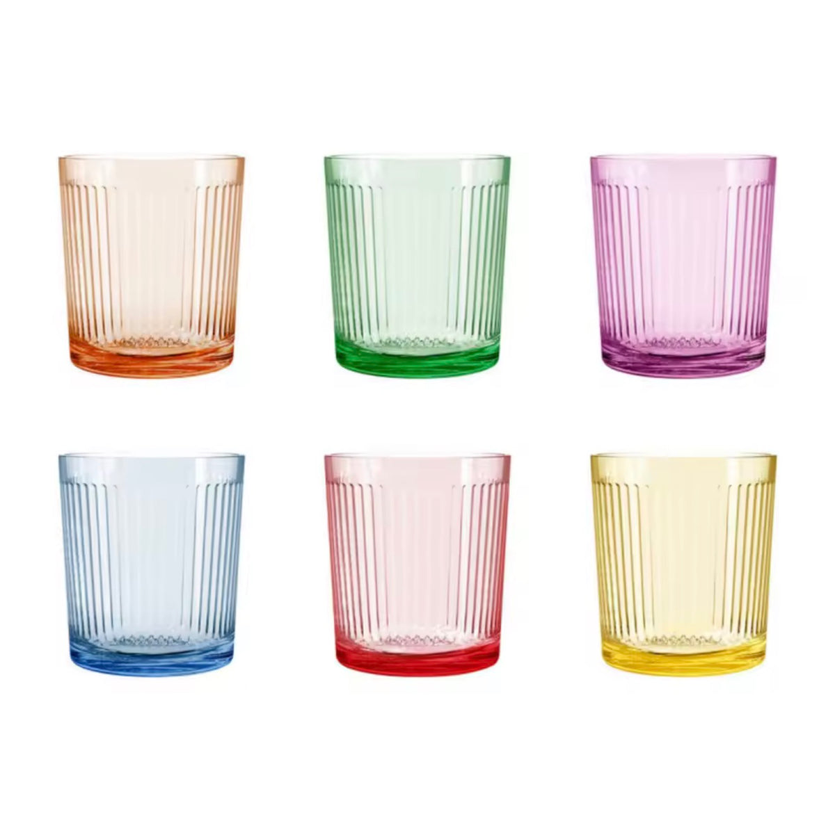 Pack de 6 Vasos de Cristal de Colores (360 ml)