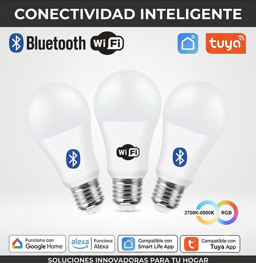 Bombilla LED Inteligente E27 15W (RGB + Blanco Regulable)