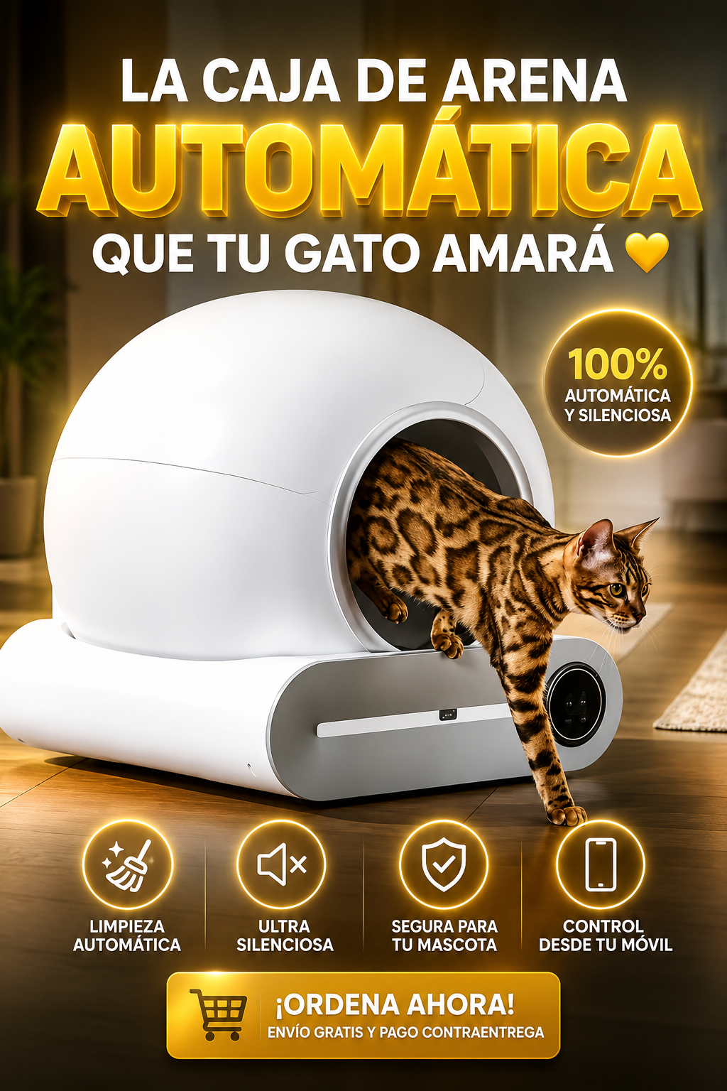 Arenera Autolimpiable para Gatos con Control por App