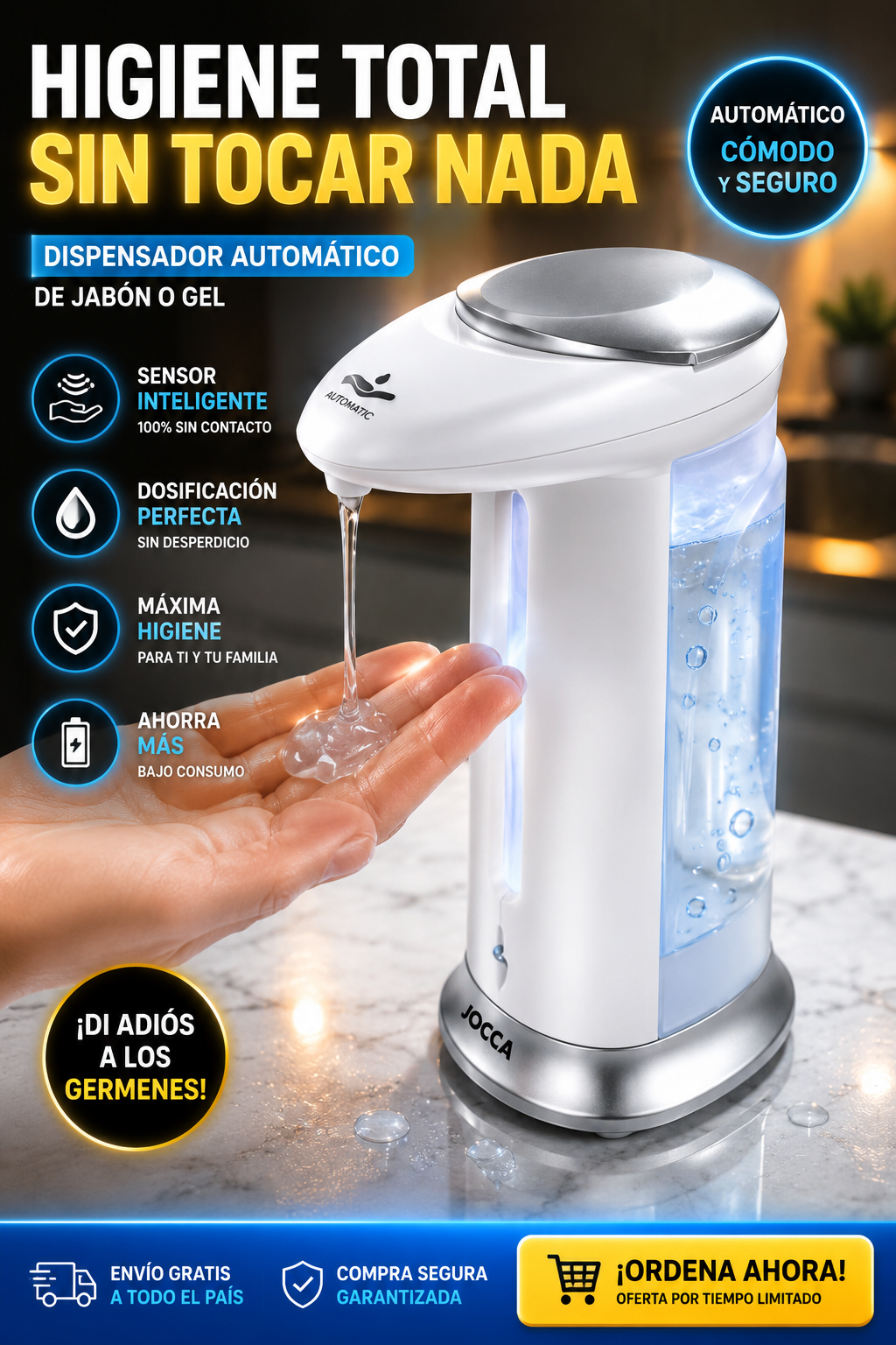 Dispensador de Jabón Automático Jocca con Sensor