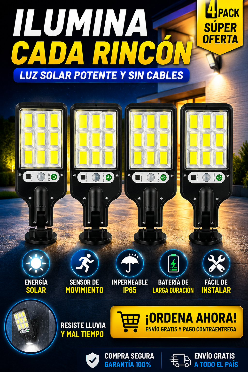 Farola Solar de Exterior con Sensor de Movimiento