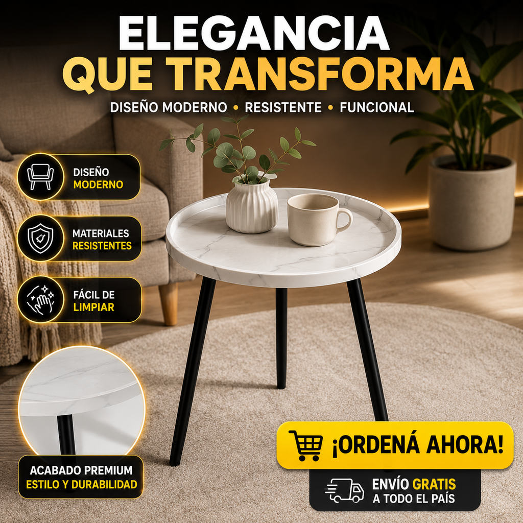 Mesa de Centro Auxiliar de Estilo Nórdico