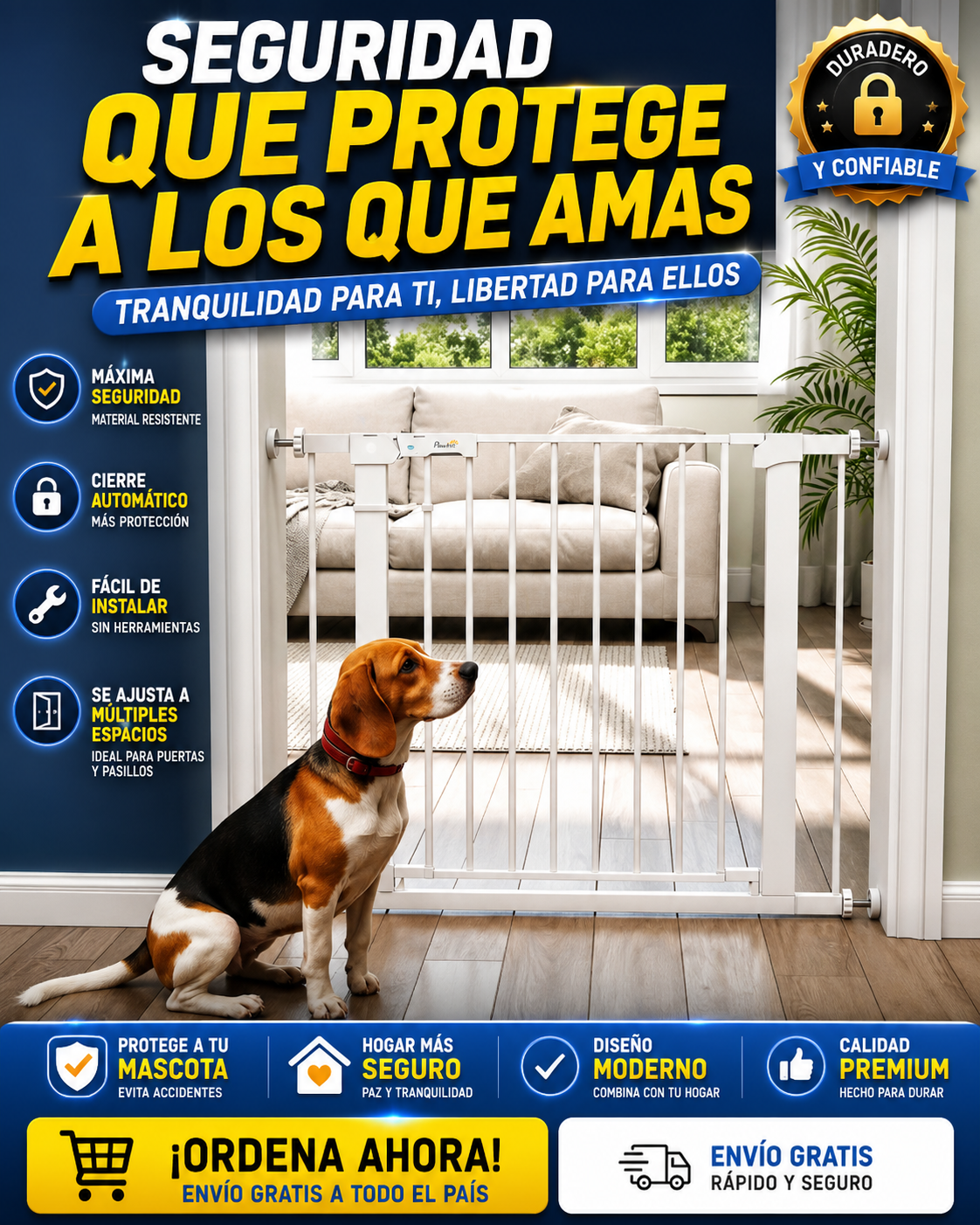 Barrera de Seguridad Extensible para Mascotas