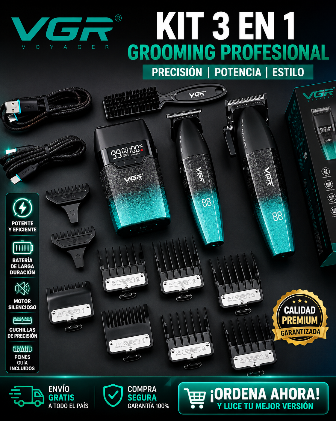 Cortadora de Pelo Profesional VGR 9000 RPM
