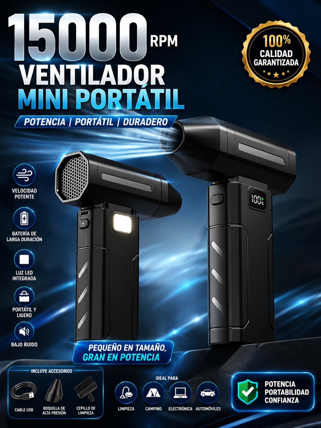 Soplador de Aire Ultra Potente para Electrónica y Bricolaje