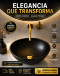Lavabo Ovalado sobre Encimera de Cerámica Negra Artística
