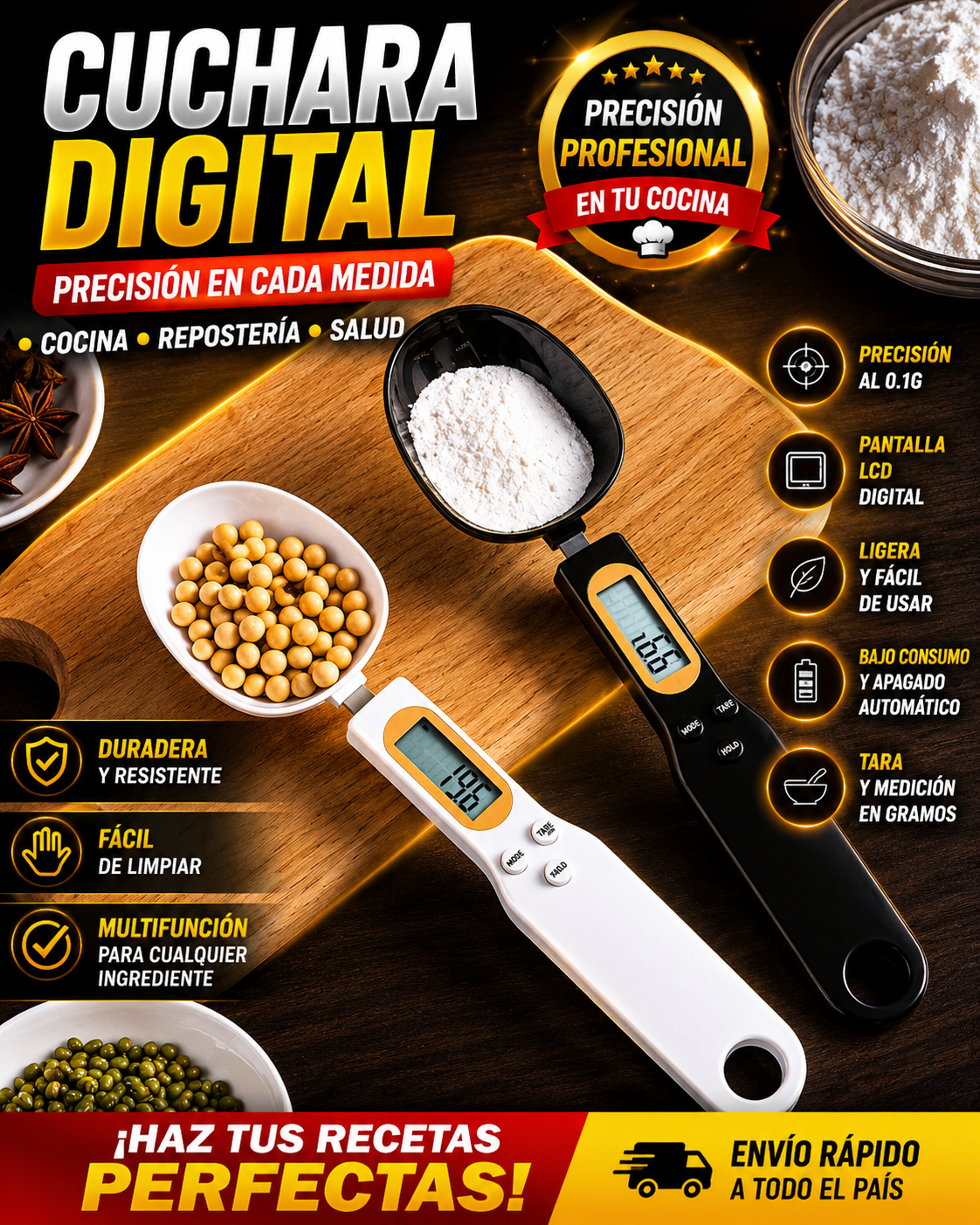 Cuchara Báscula Digital de Cocina con Pantalla LCD