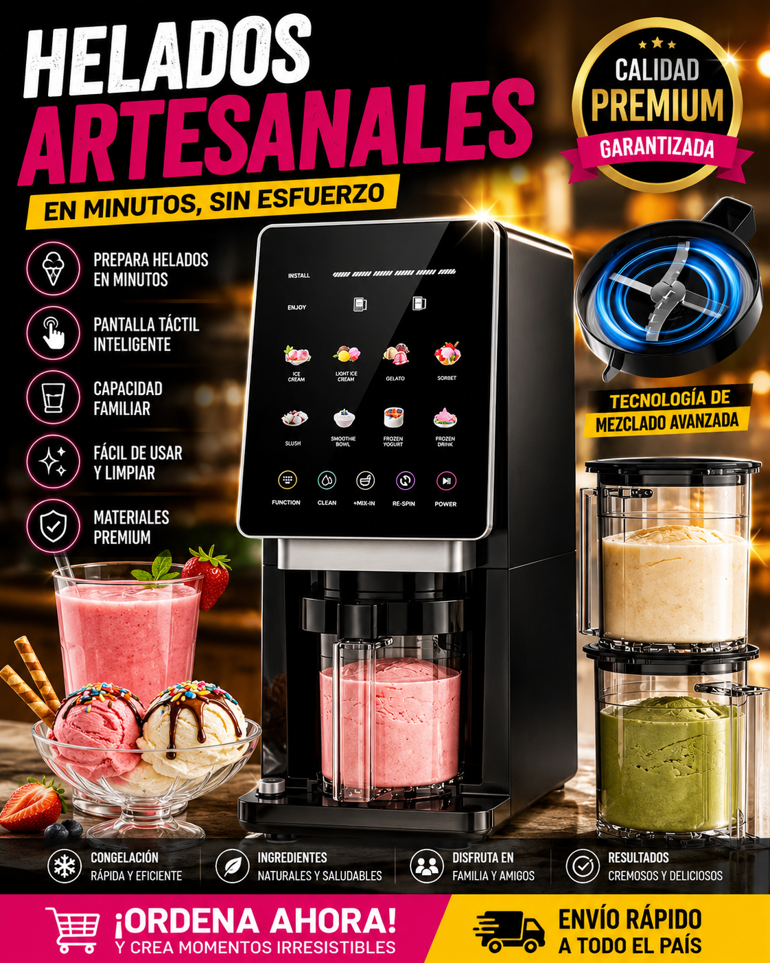 Máquina de Helados Automática Teendow (8 Programas)