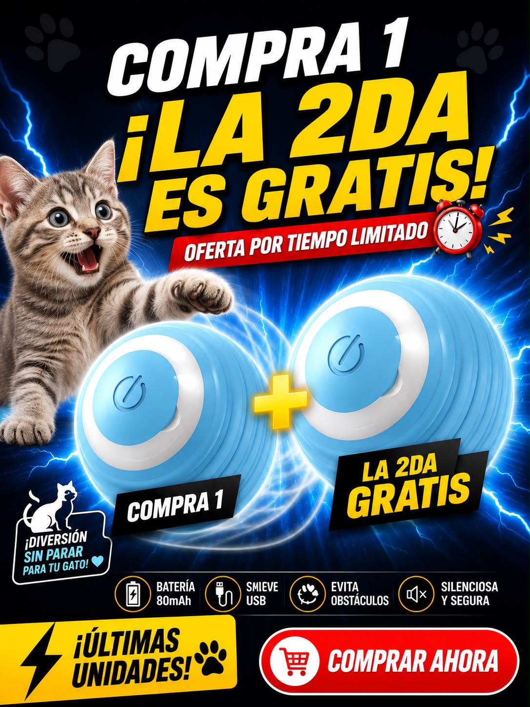 Juguete Interactivo Inteligente para Gatos con Bola Automática