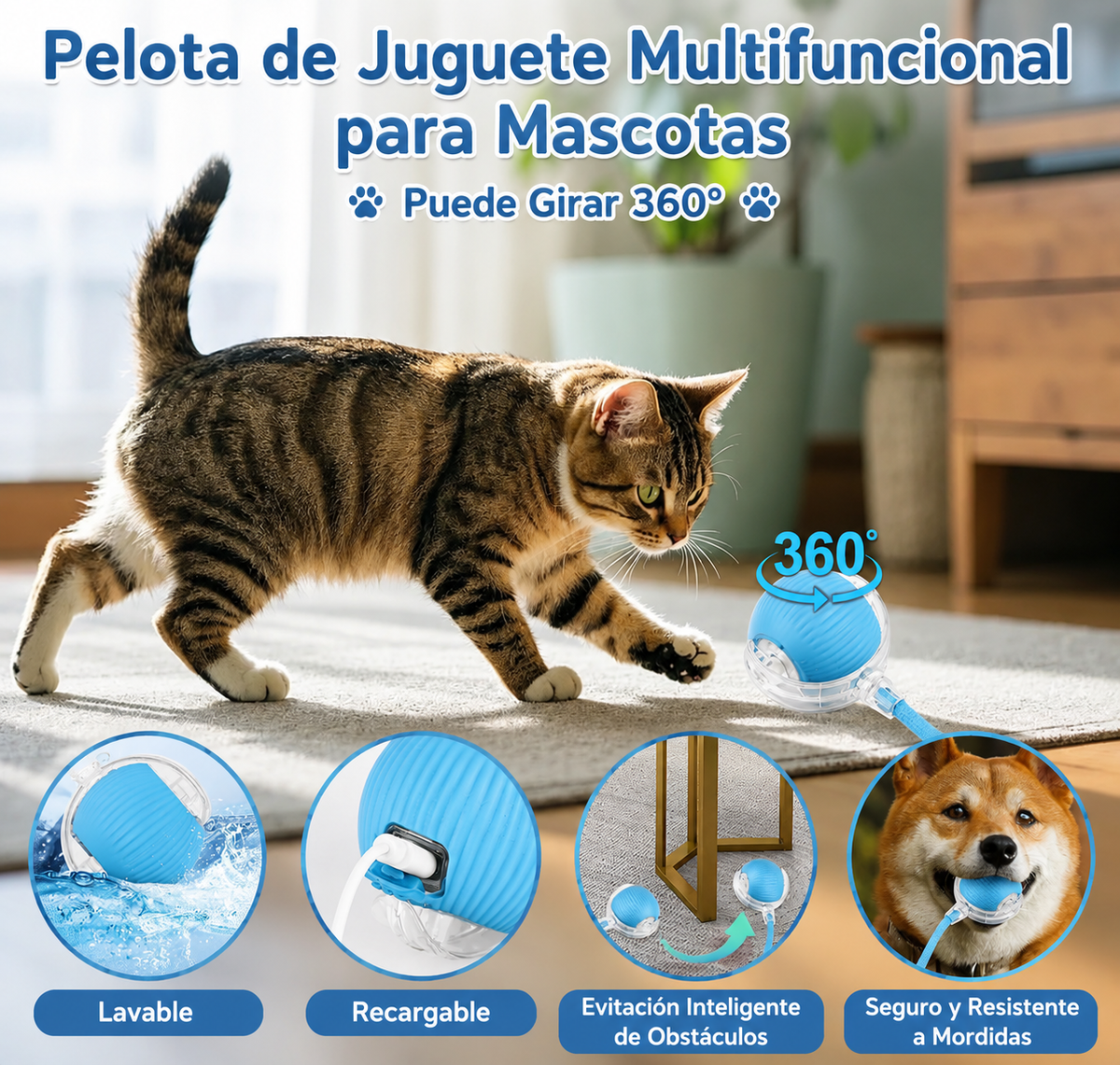 Juguete Interactivo Inteligente para Gatos con Bola Automática