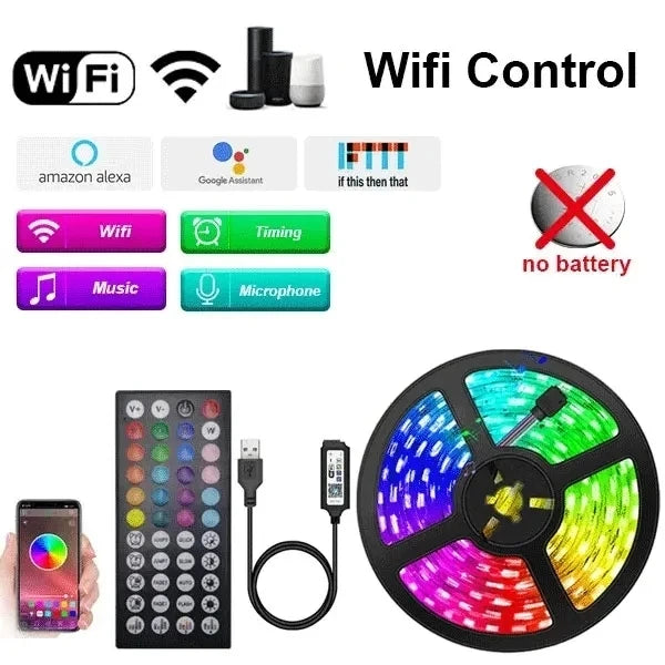 Tira LED Retroiluminada USB 5V con Control por App y Mando