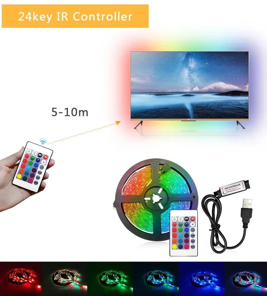 Tira LED Retroiluminada USB 5V con Control por App y Mando