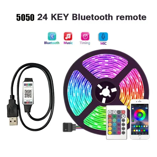 Tira LED Retroiluminada USB 5V con Control por App y Mando