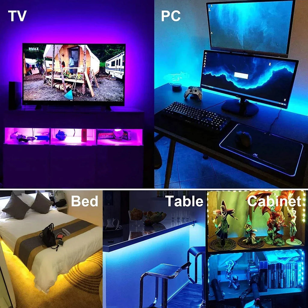 Tira LED Retroiluminada USB 5V con Control por App y Mando
