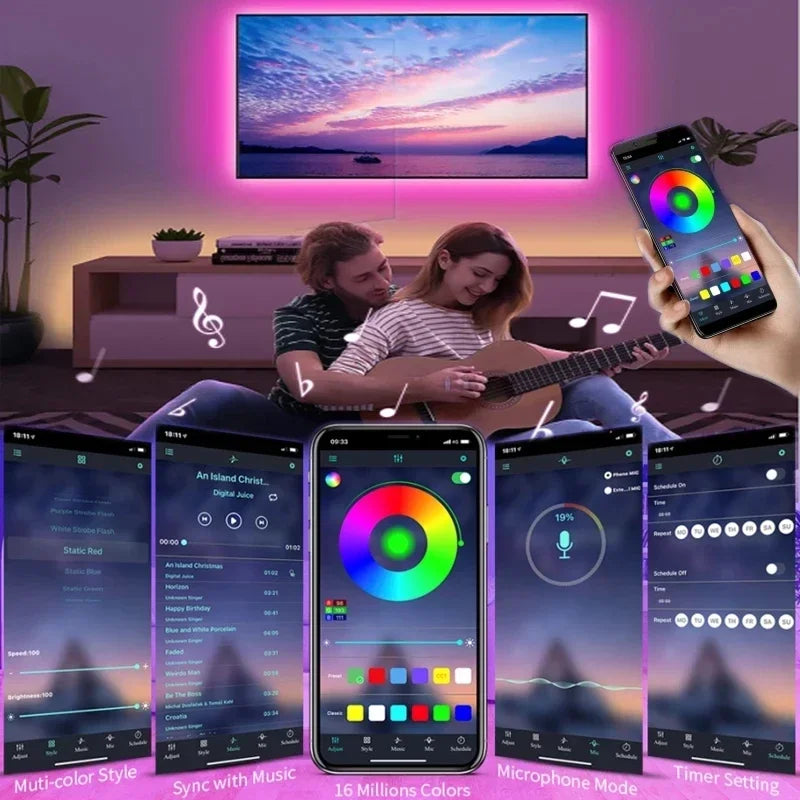 Tira LED Retroiluminada USB 5V con Control por App y Mando