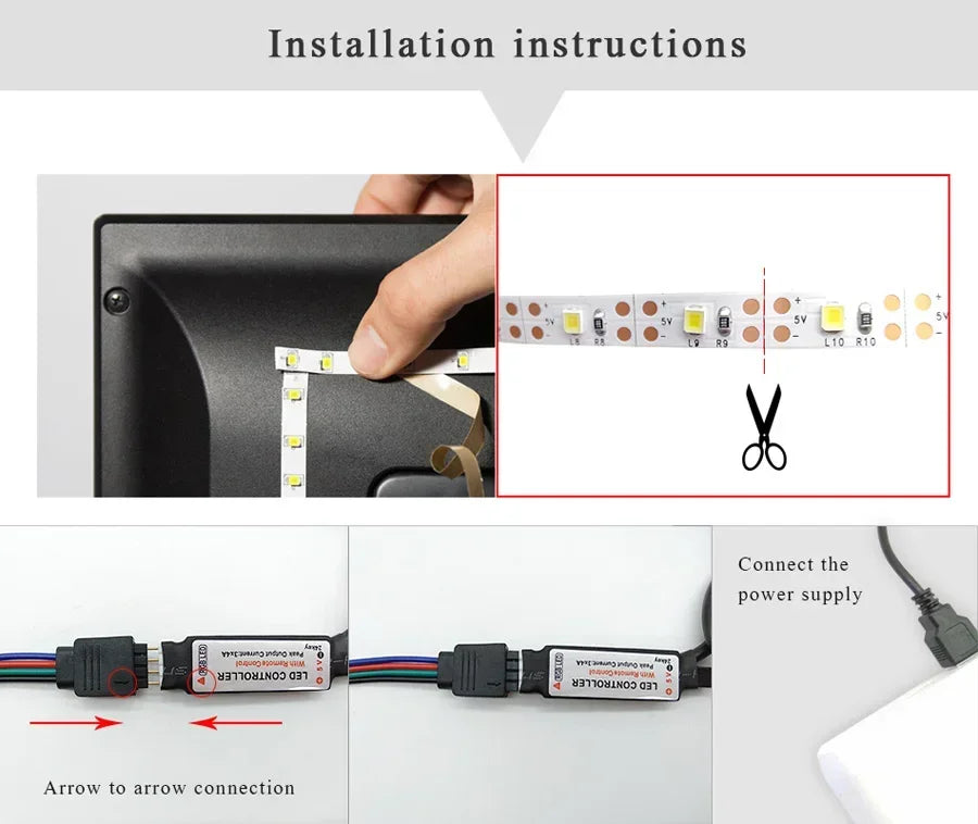 Tira LED Retroiluminada USB 5V con Control por App y Mando