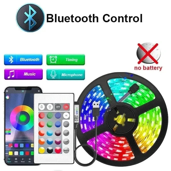 Tira LED Retroiluminada USB 5V con Control por App y Mando